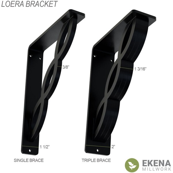 Loera Wrought Iron Bracket, (Single Center Brace), Antiqued Brass 1 1/2W X 5 1/2D X 8H